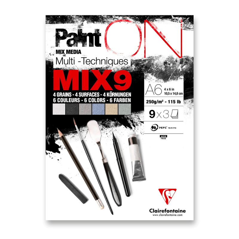 Clairefontaine Paint'ON Mix9 - blok - A6, 27 listů, 250 g