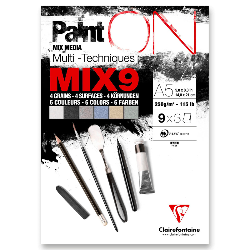 Clairefontaine Paint'ON Mix9 - blok - A5, 27 listů, 250 g