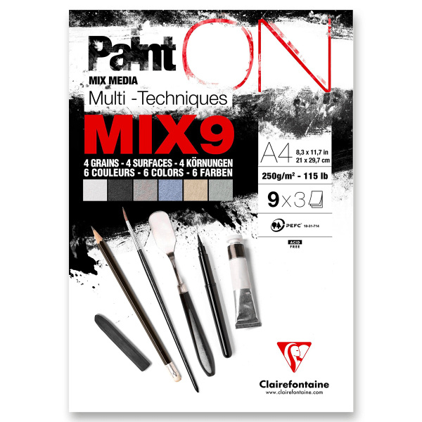 Clairefontaine Paint'ON Mix9 - blok - A4, 27 listů, 250 g