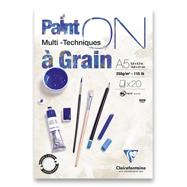 Blok Clairefontaine Paint on Grain A5, 20 listů, 250g Clairefontaine