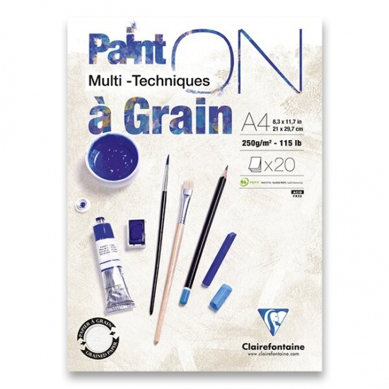 Blok Clairefontaine Paint on Grain A4, 20 listů, 250g Clairefontaine