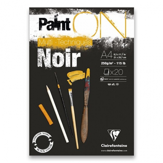 Blok Clairefontaine Paint on Black A4, 20 listů, 250g Clairefontaine
