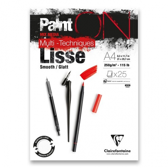 Blok Clairefontaine Paint on Smooth A4, 25 listů, 250g Clairefontaine