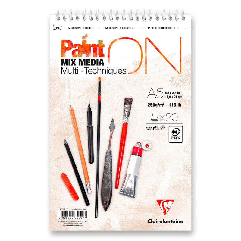 Clairefontaine Paint'ON White - blok - A5+, 20 listů, 250 g