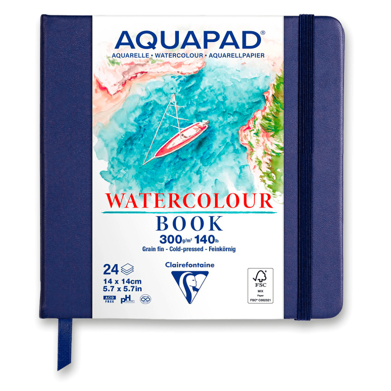 Clairefontaine Aquapad Watercolor Book - blok - 14 x 14 cm, 24 listů, 300 g
