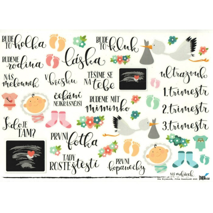 Samolepky průhledné A4 - Chlapeček a holčička