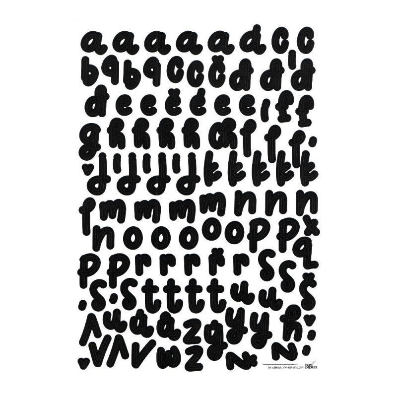 Samolepky A4 - abeceda psací písmena černá č.1