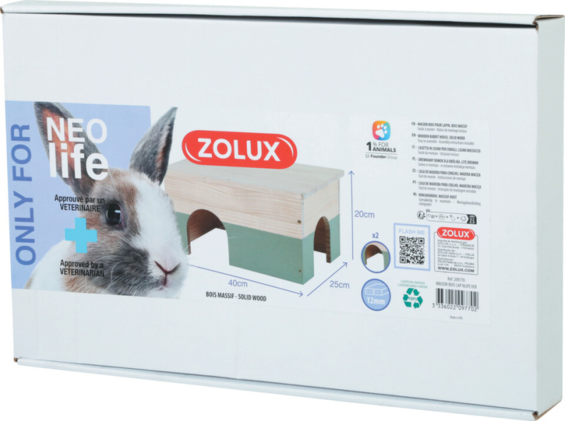 Domek pro králíky NEOLIFE RAB dřevěný zelený Zolux 1 ks zelený