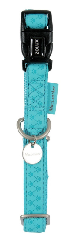 Obojek pes MAC LEATHER tyrkysová 15mm/28-40cm Zolux