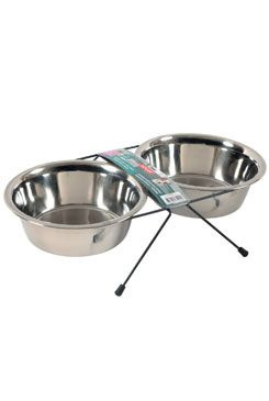 Miska nerez stojan+2 misky pes STEEL 0,7l