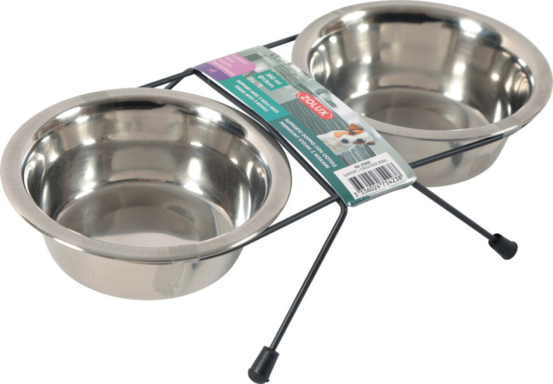 Miska nerez stojan+2 misky pes STEEL 0,7l