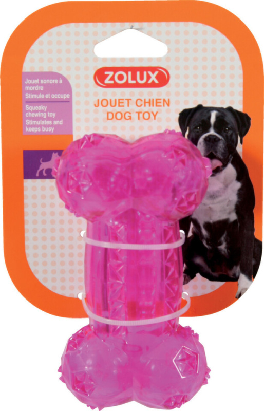 Hračka pes kost BONE TPR POP růžová Zolux 14 cm