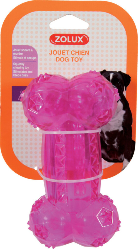 Hračka pes kost BONE TPR POP 14cm růžová Zolux