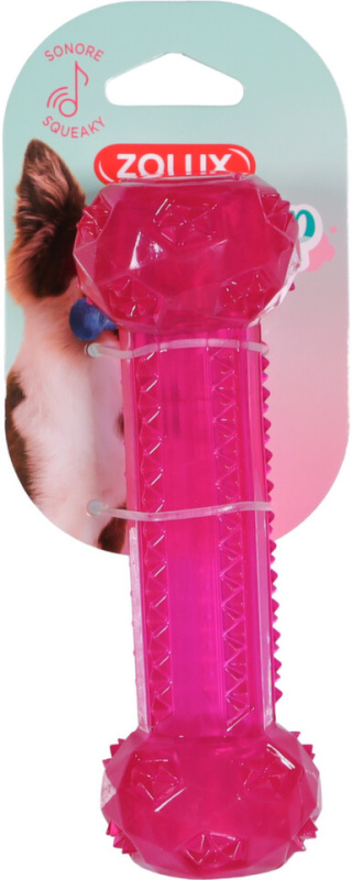 Hračka pes STICK TPR POP kost 15cm růžová Zolux