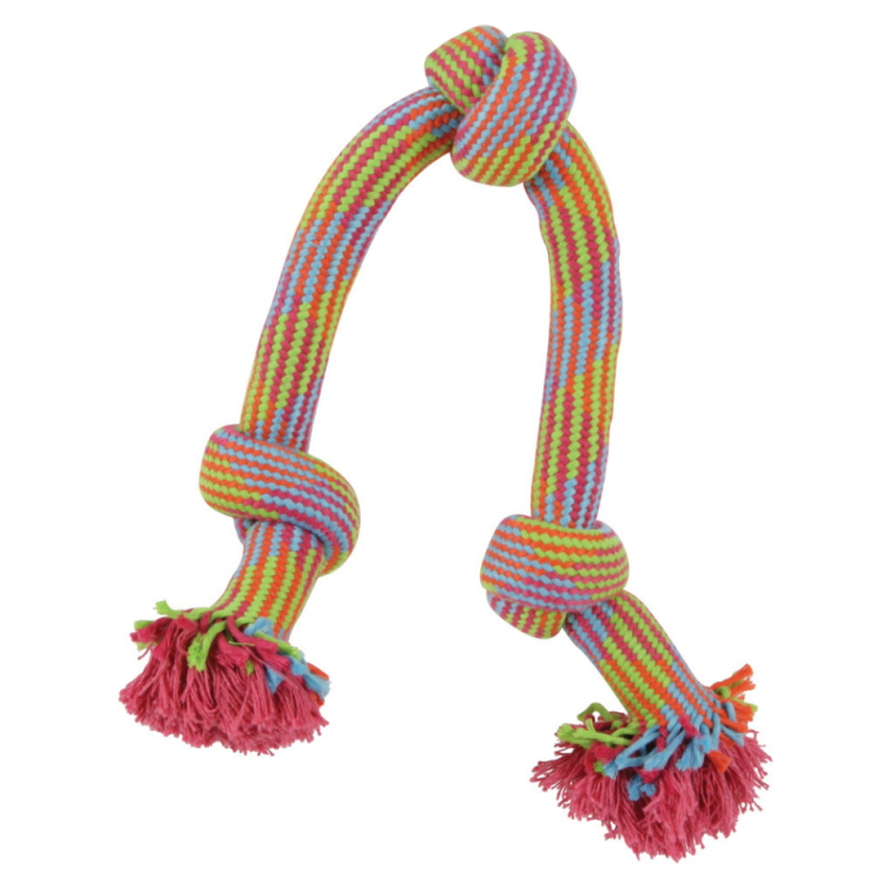 Hračka pes Přetahovadlo barevné 3 uzly 48cm Zolux