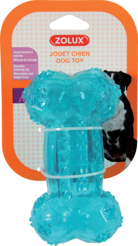Hračka pes kost BONE TPR POP 14cm tyrkysová Zolux