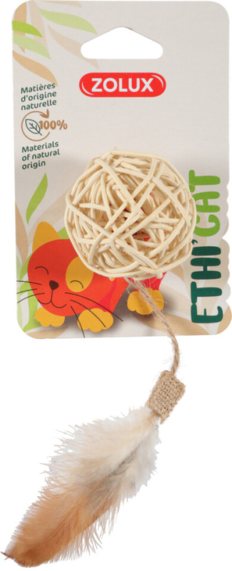 Hračka kočka ETHICAT RATTAN  míček Zolux