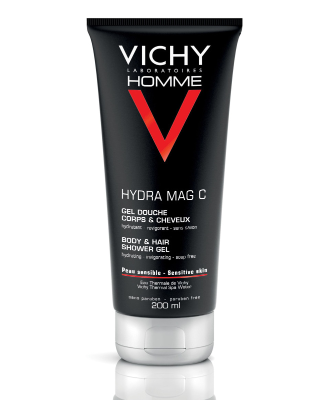 Vichy Homme Hydra-Mag C sprchový gel na tělo a vlasy 200 ml