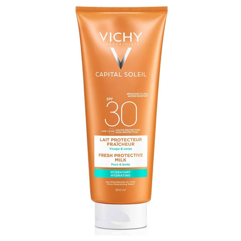 Vichy Capital Soleil Beach Protect ochranné hydratační mléko na obličej a tělo SPF 30 300 ml