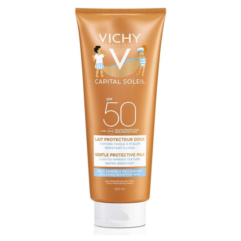 Vichy Capital Soleil Gentle Milk ochranné mléko pro děti na obličej a tělo SPF 50 300 ml