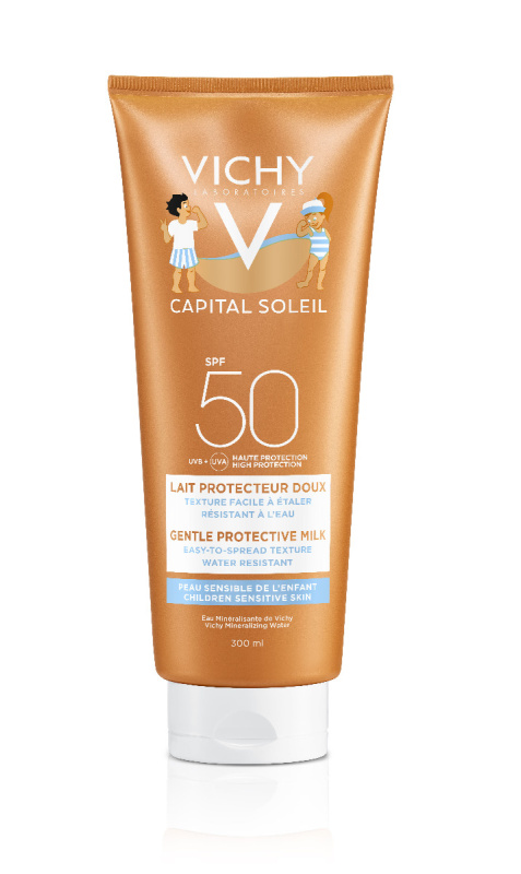 Vichy Capital Soleil Gentle Milk ochranné mléko pro děti na obličej a tělo SPF 50 300 ml