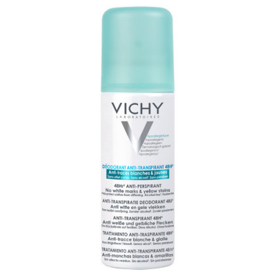Vichy Deodorant 48h antiperspirant ve spreji proti bílým a žlutým skvrnám 125 ml