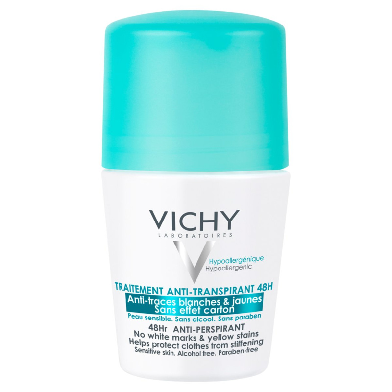 Vichy Deodorant 48h antiperspirant roll-on proti bílým a žlutým skvrnám 50 ml