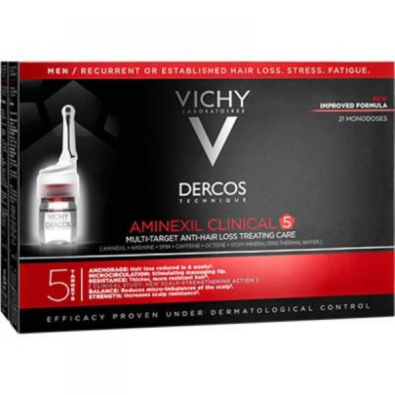 Vichy Dercos Aminexil Clinical 5 cílená péče proti vypadávání vlasů pro muže 21 x 6 ml