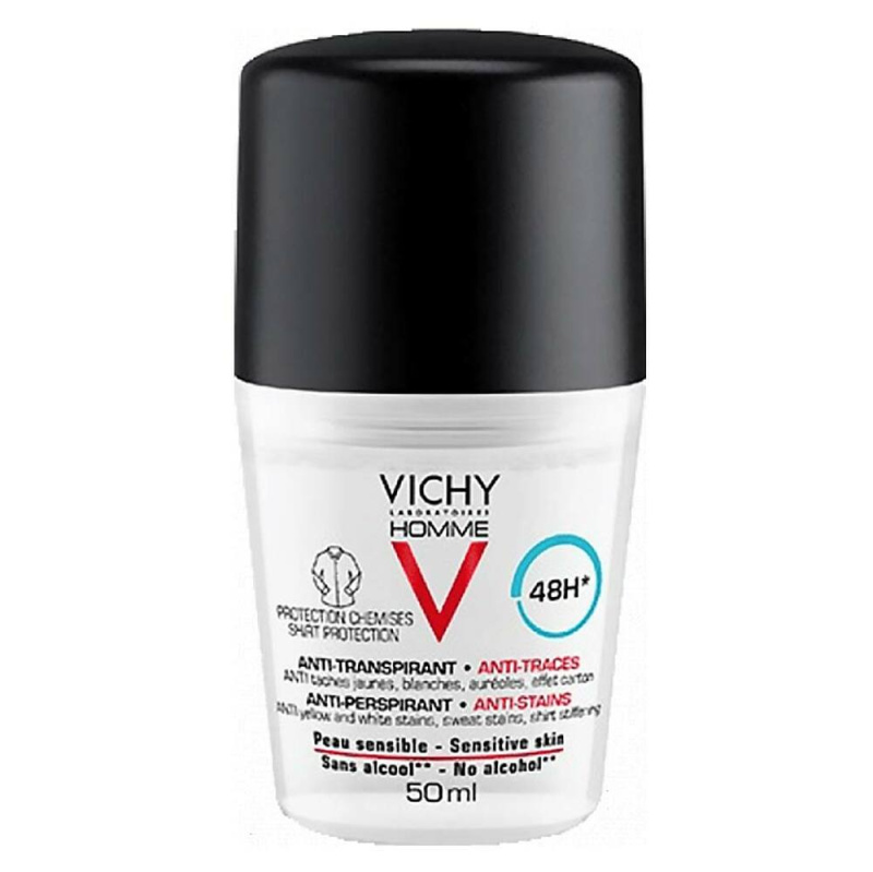 Vichy Homme Deodorant antiperspirant proti bílým a žlutým skvrnám 48h 50 ml