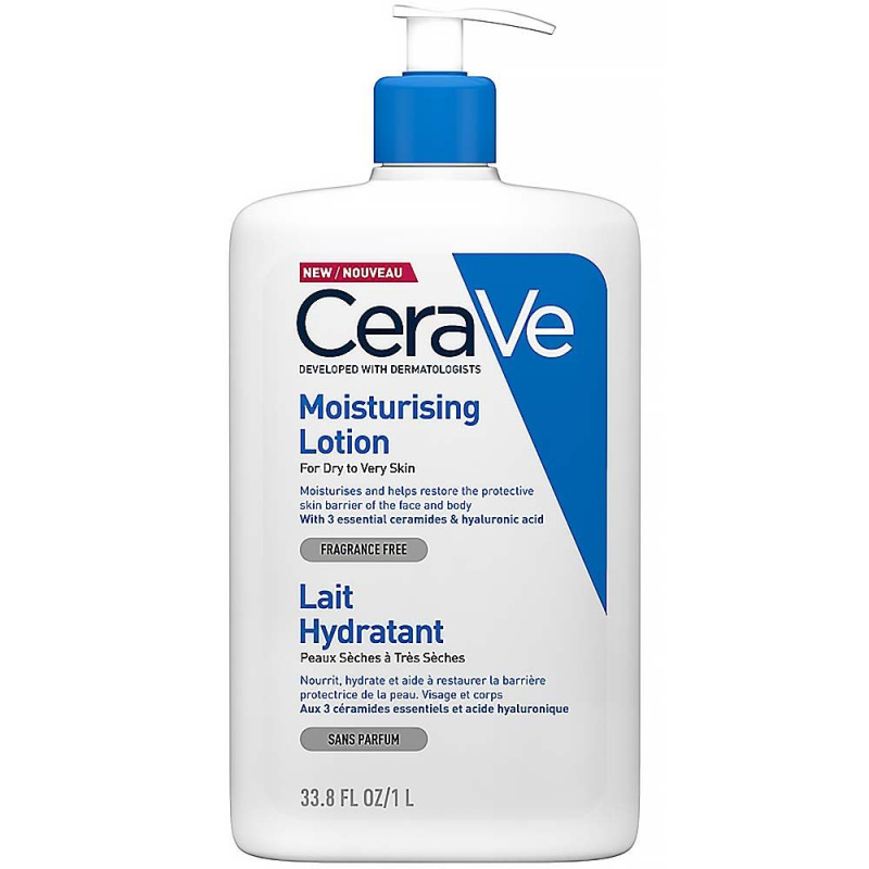 CeraVe Moisturizers Lotion hydratační mléko na tělo a obličej pro suchou až velmi suchou pokožku 1000 ml
