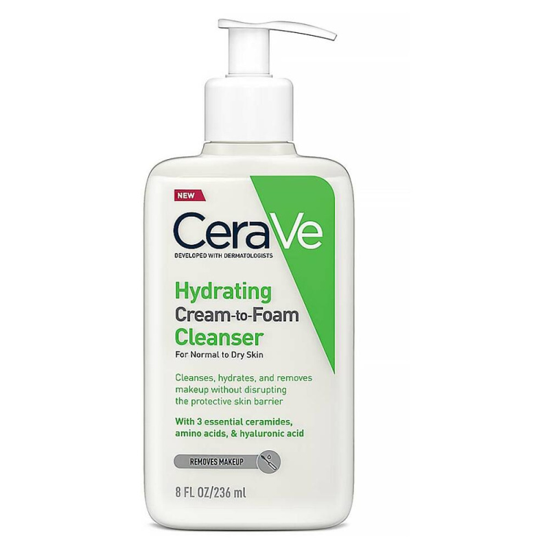 CeraVe Cleansers Hydrating Cream-to-Foam Cleanser čisticí pěnivý krém pro normální až suchou pleť 236 ml