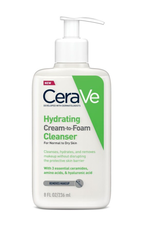 CeraVe Cleansers Hydrating Cream-to-Foam Cleanser čisticí pěnivý krém pro normální až suchou pleť 236 ml