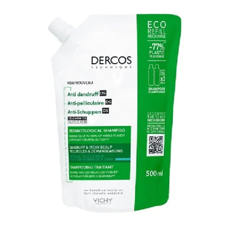 Vichy Dercos Anti-Dandruff šampon proti lupům pro normální až mastné vlasy náhradní náplň 500 ml