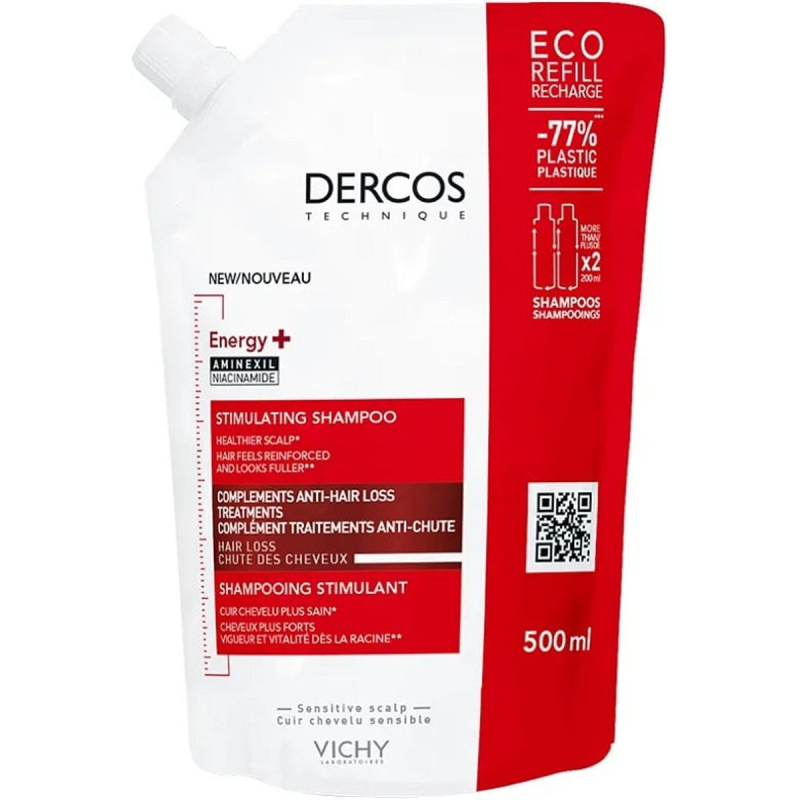 Vichy Dercos Energising posilující šampon proti vypadávání vlasů náhradní náplň 500 ml