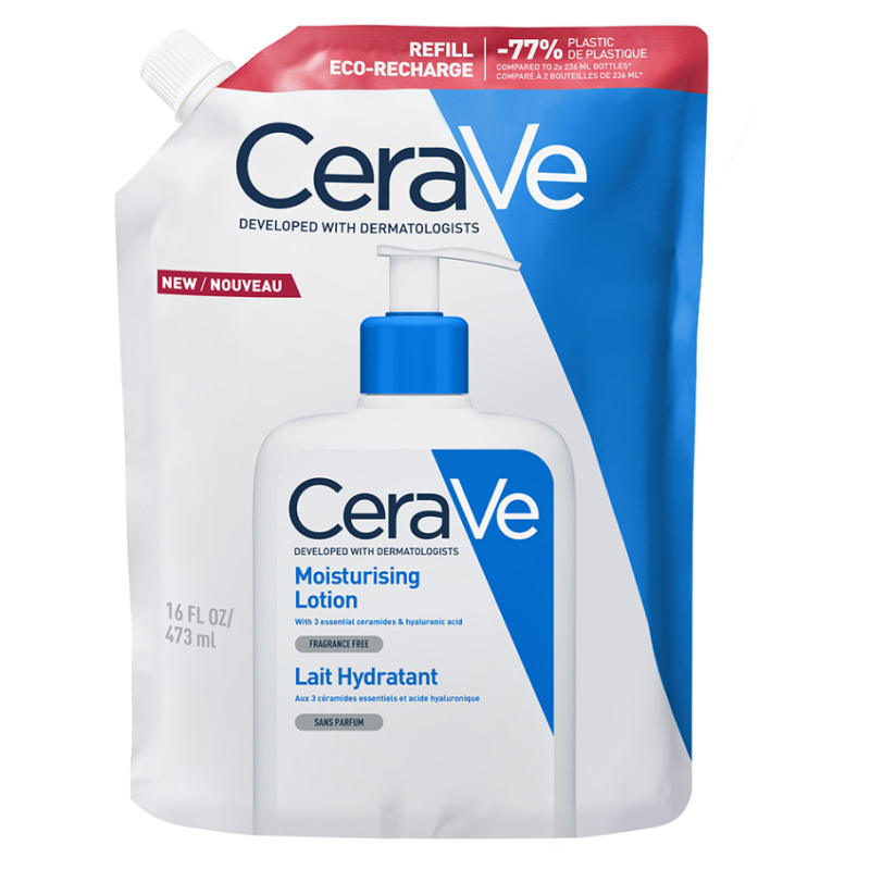CeraVe Refill Moisturizing Lotion hydratační mléko na tělo a obličej pro suchou až velmi suchou pokožku náhradní náplň 473 ml