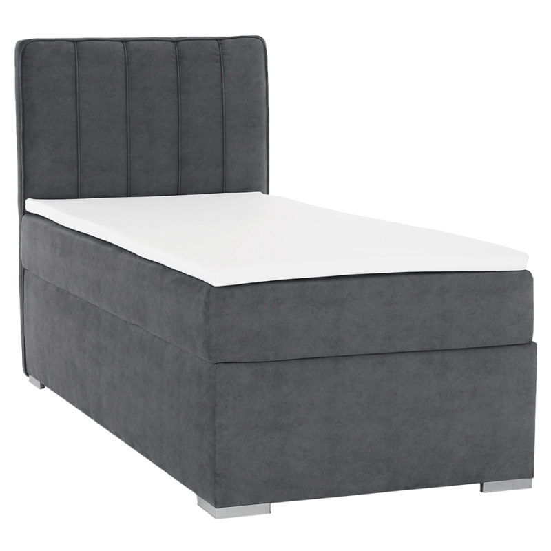 Boxspringová postel, jednolůžko, šedá, 90x200, levá, AMIS