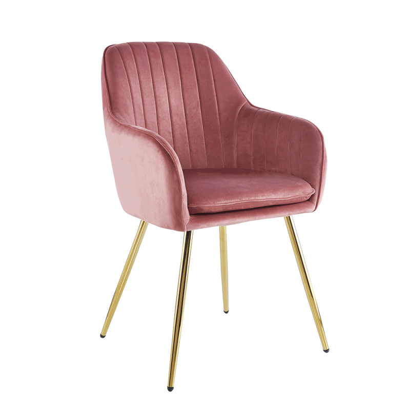 Designové křeslo, růžová Velvet látka/gold chrom-zlatý, ADLAM