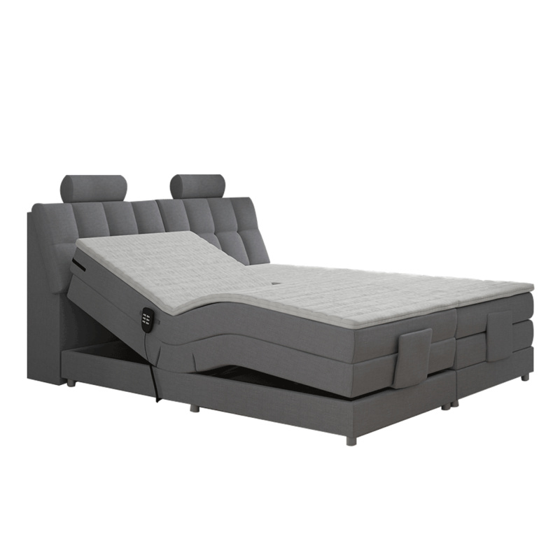 Elektrická polohovací postel, boxspring, šedá, 180x200, POLERMA