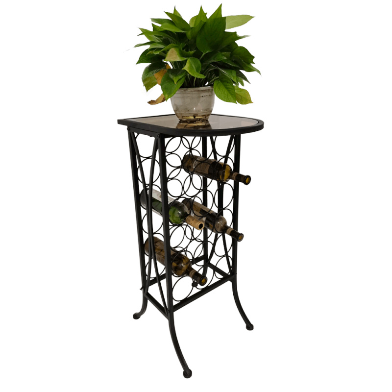 Stojan na víno, 18 lahví, černá, kov/sklo, SERGEL