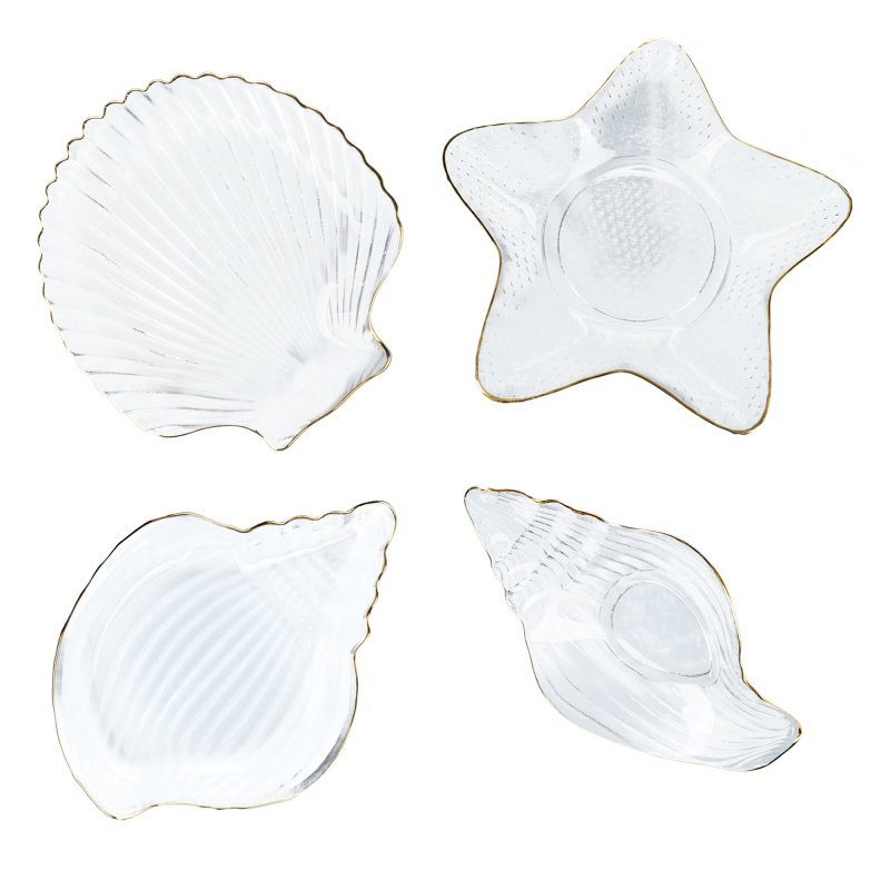 Servírovací misky, set 4 ks, sklo, PURE SHELLS