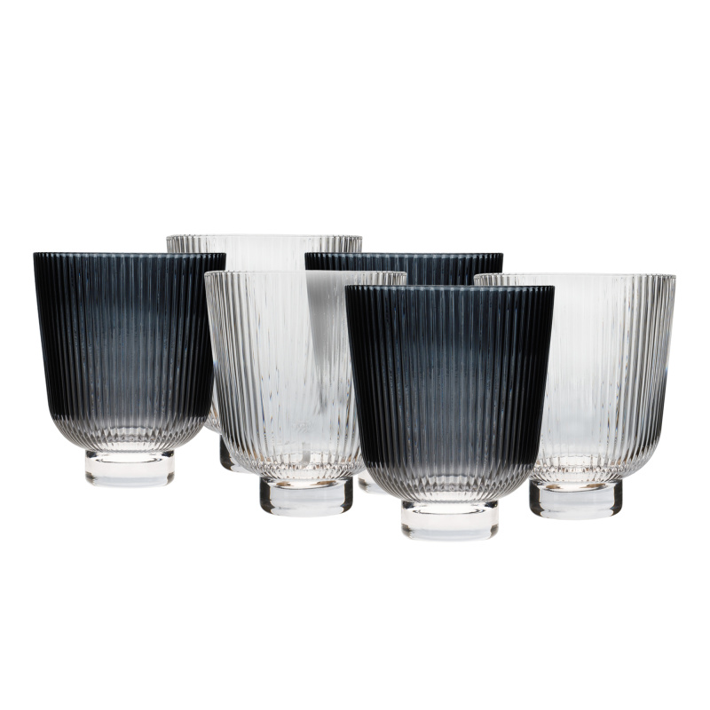 Svícny v retro stylu, set 6 ks, 680 ml, čiré / kouřové sklo, EFRO