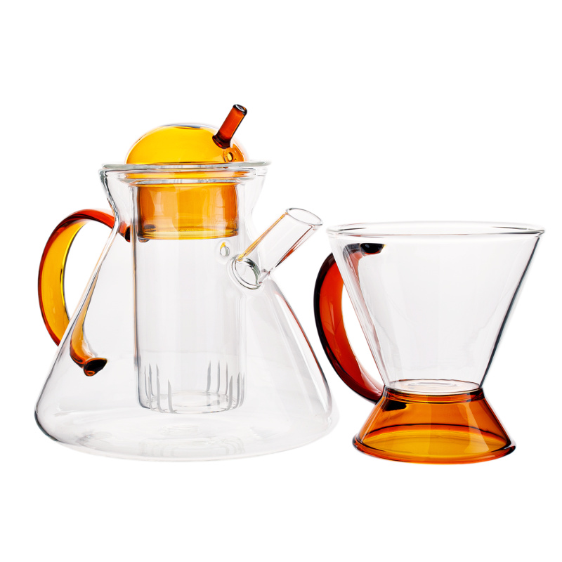 TEMPO-KONDELA KONVO, čajník se sítkem a šálkem, 500 + 180 ml, sklo