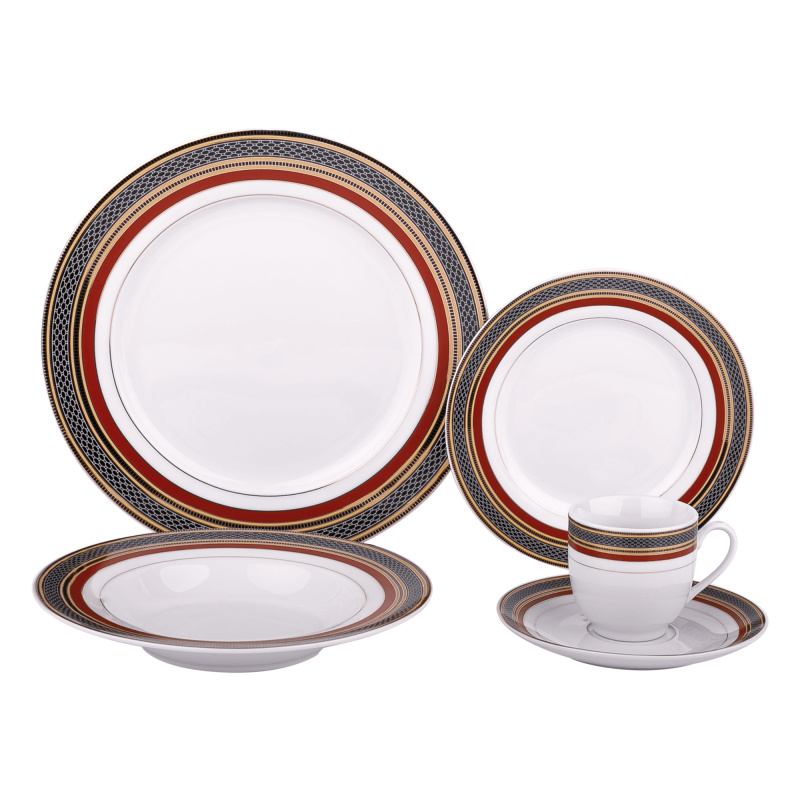 TEMPO-KONDELA DONATELLA GOLD, jídelní souprava, set 20 ks, porcelán