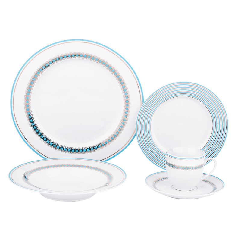 TEMPO-KONDELA DONATELLA BABY BLUE, jídelní souprava, set 20 ks, porcelán