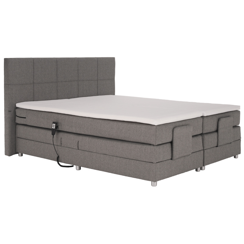 Elektrická polohovací postel, boxspring, šedá, 160x200, MURKO NEW