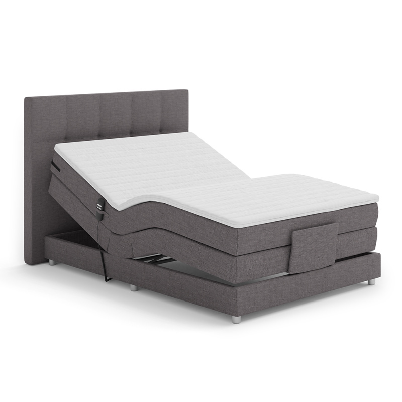 Elektrická polohovací postel, boxspring, šedá, 120x200, MURKO NEW