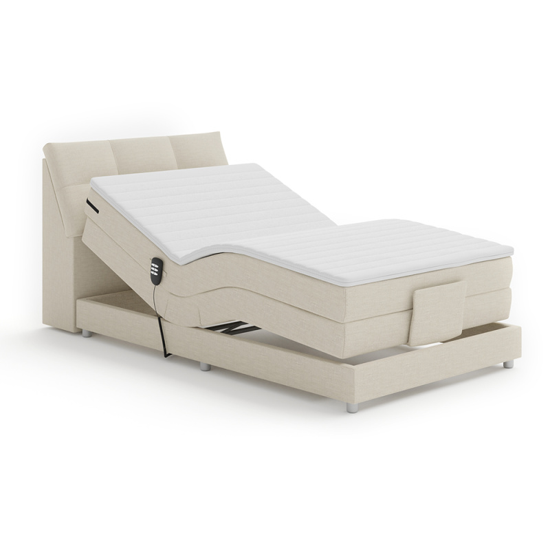 Elektrická polohovací postel, boxspring, béžová, 120x200, GERONA NEW