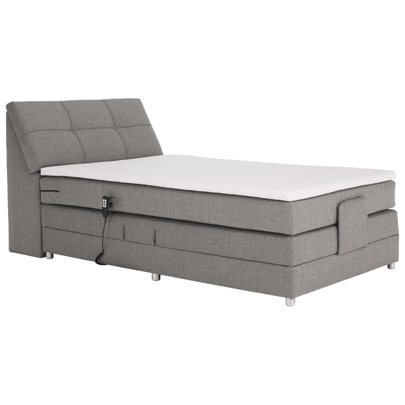 Elektrická polohovací postel, boxspring, šedá, 120x200, GERONA NEW