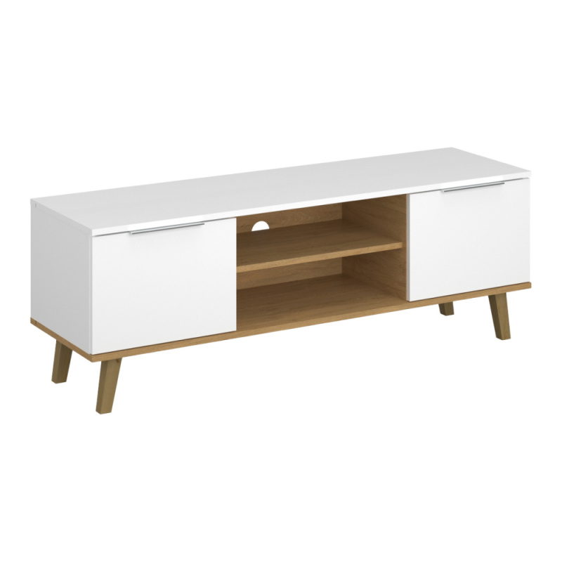 TV stolek 2D/140, bílá/dub kamenný, NEPU