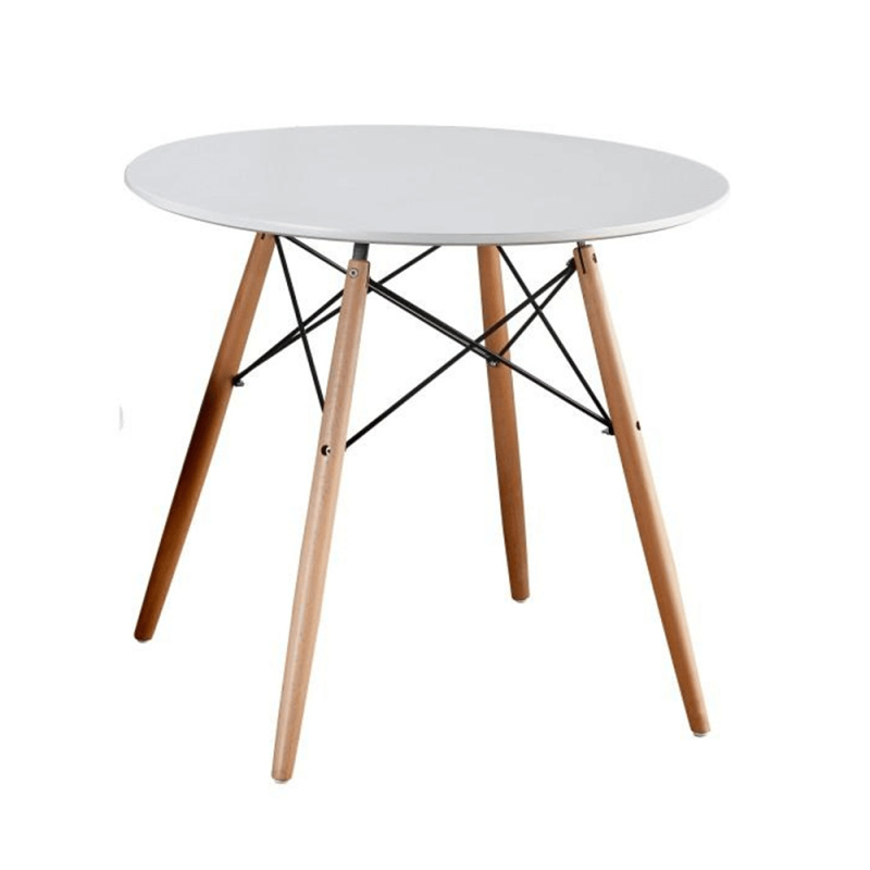 Jídelní stůl, bílá / buk, průměr 80 cm, Gamin New 80 P2, poškozené zboží
